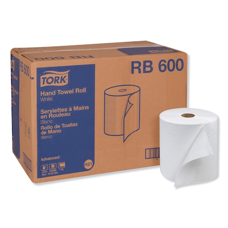 Tork Tork Paper Hand Towel Roll White H21, Advanced, 100% Recycled Fiber, 12 rolls x 600 ft, RB600 RB600